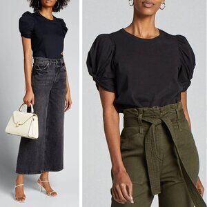 A.L.C. Kati Puff Short Sleeve Tee Shirt Black Cotton Neutral Minimalist Modest
